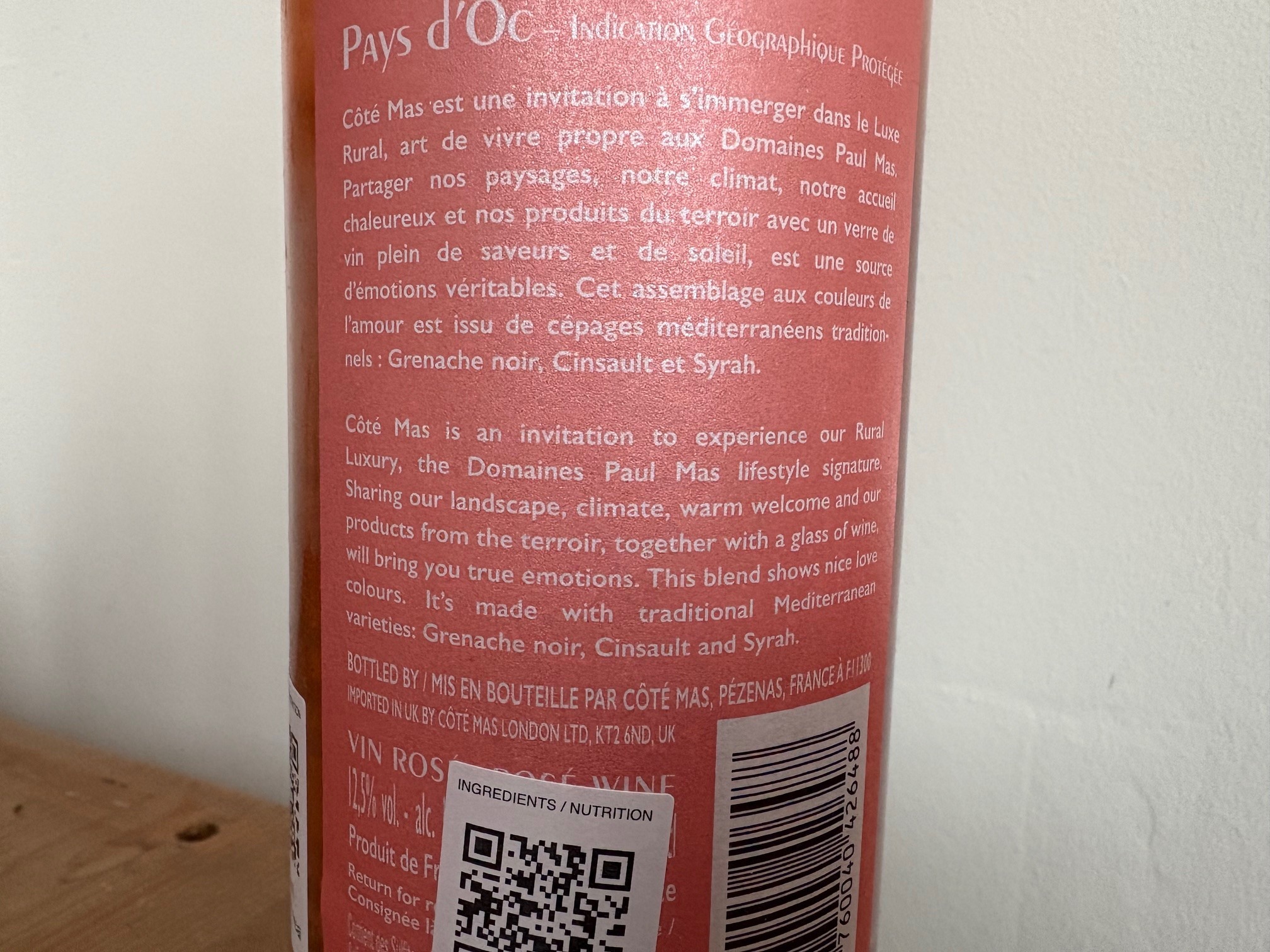 Coté Mas Rosé Aurore Grenache Noir, Cinsault, Syrah Franse Rosé Wijn, Provence stijl, vriendelijk, stijlvol,sappig en fris, de populaire rosé wijn van het Franse domein restaurant, schroefdop - Afbeelding 4